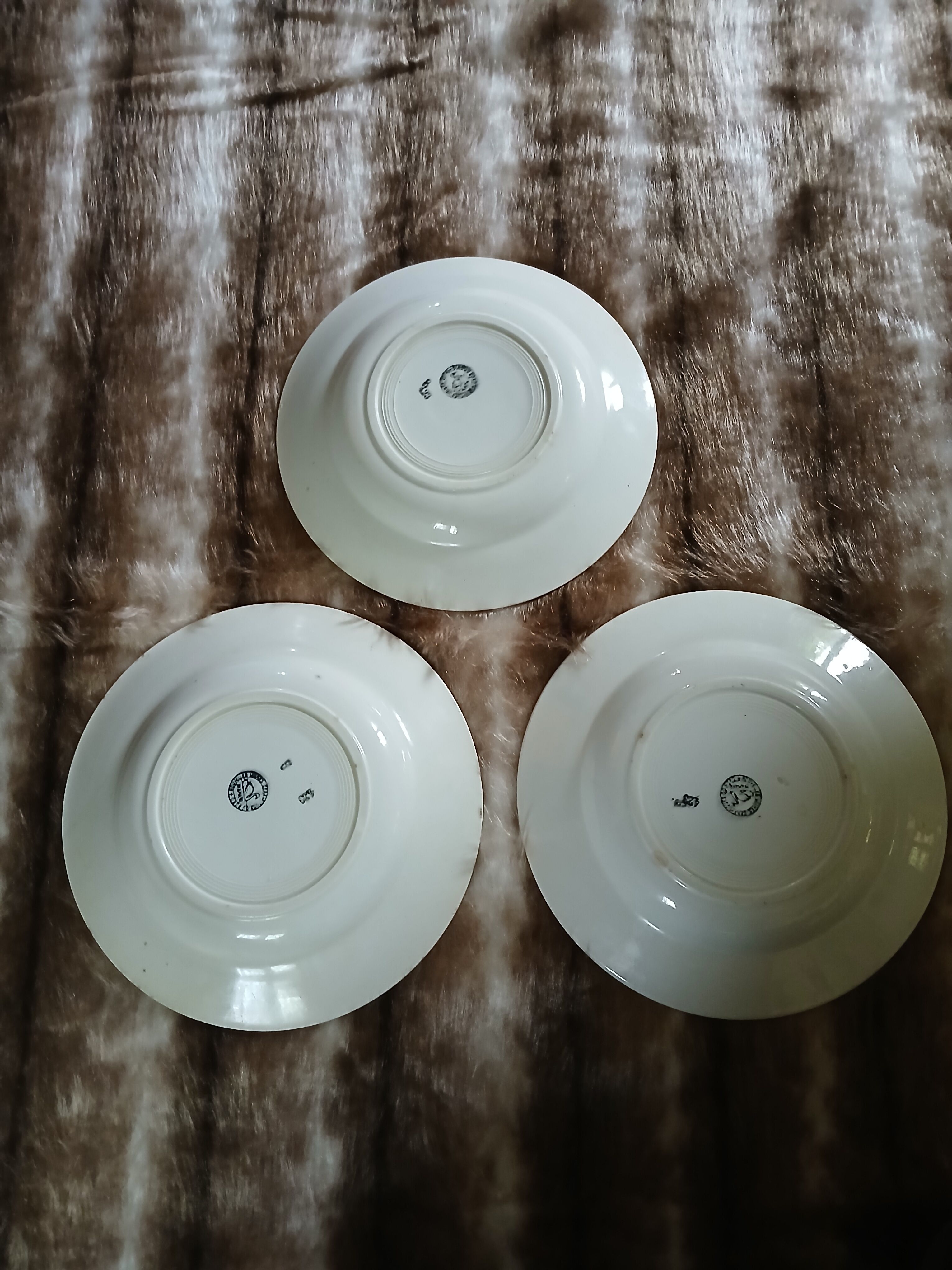 3 antique deep plates in ironstone