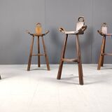 Mid century brutalist bar stools - set of 4, 1960s