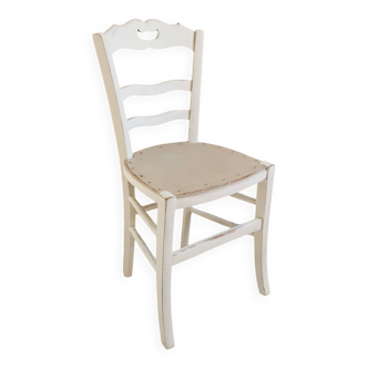 Chaise bistrot patinée blanche
