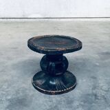 Handcrafted Low Stool in Carved Stained Wood, Africa, 1950s