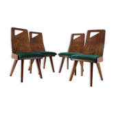 Ensemble de 4 chaises de salle à manger pour grand hôtel, 1930s J.Kroha, tchécoslovaquie