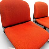 Vintage Wilkhahn Model 231/5 Chair Pair - Orange Fabric and Aluminium