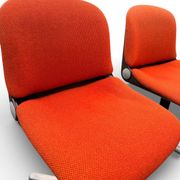 Pair of vintage chairs model 231/5 in orange fabric and aluminium by Wilkhahn.