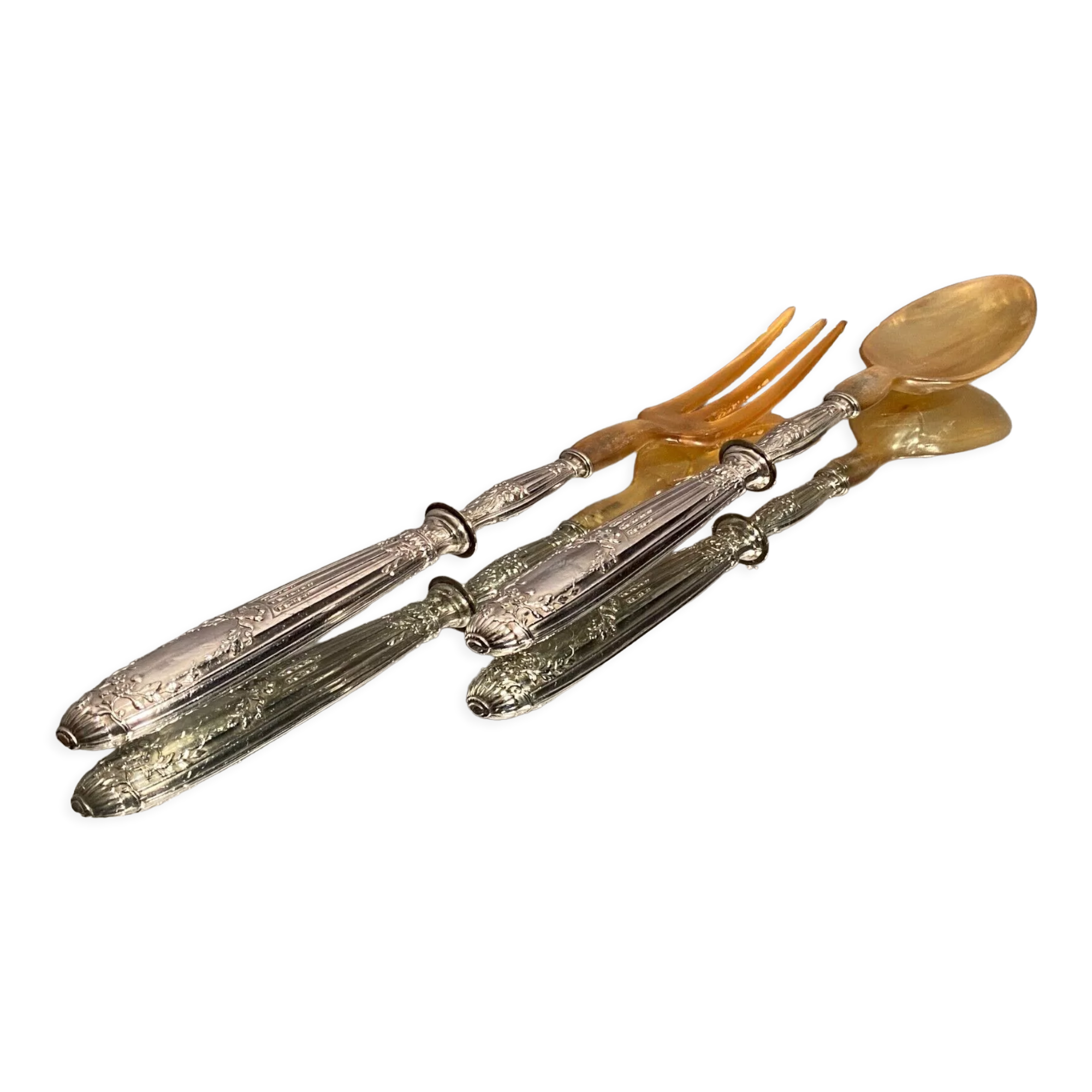 Louis XVI style silver handled salad service
