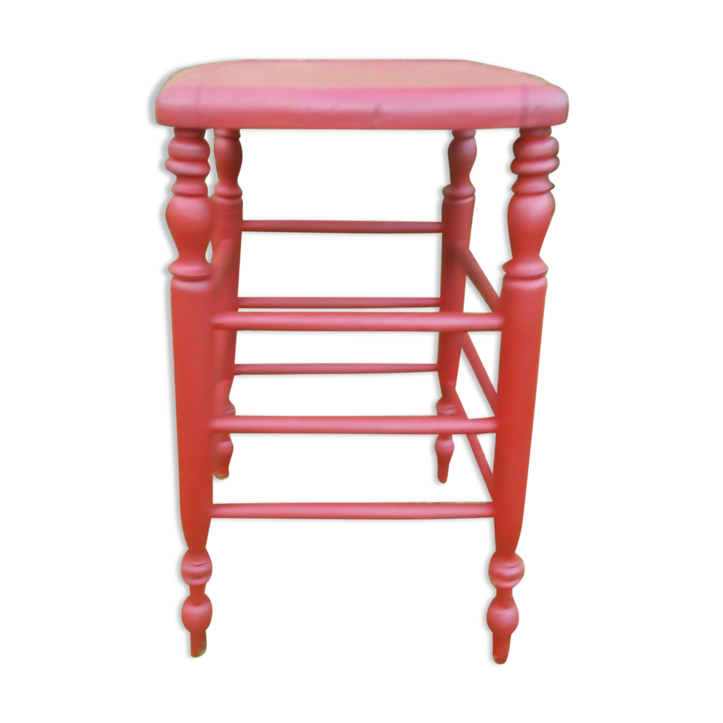 High turned wooden stool