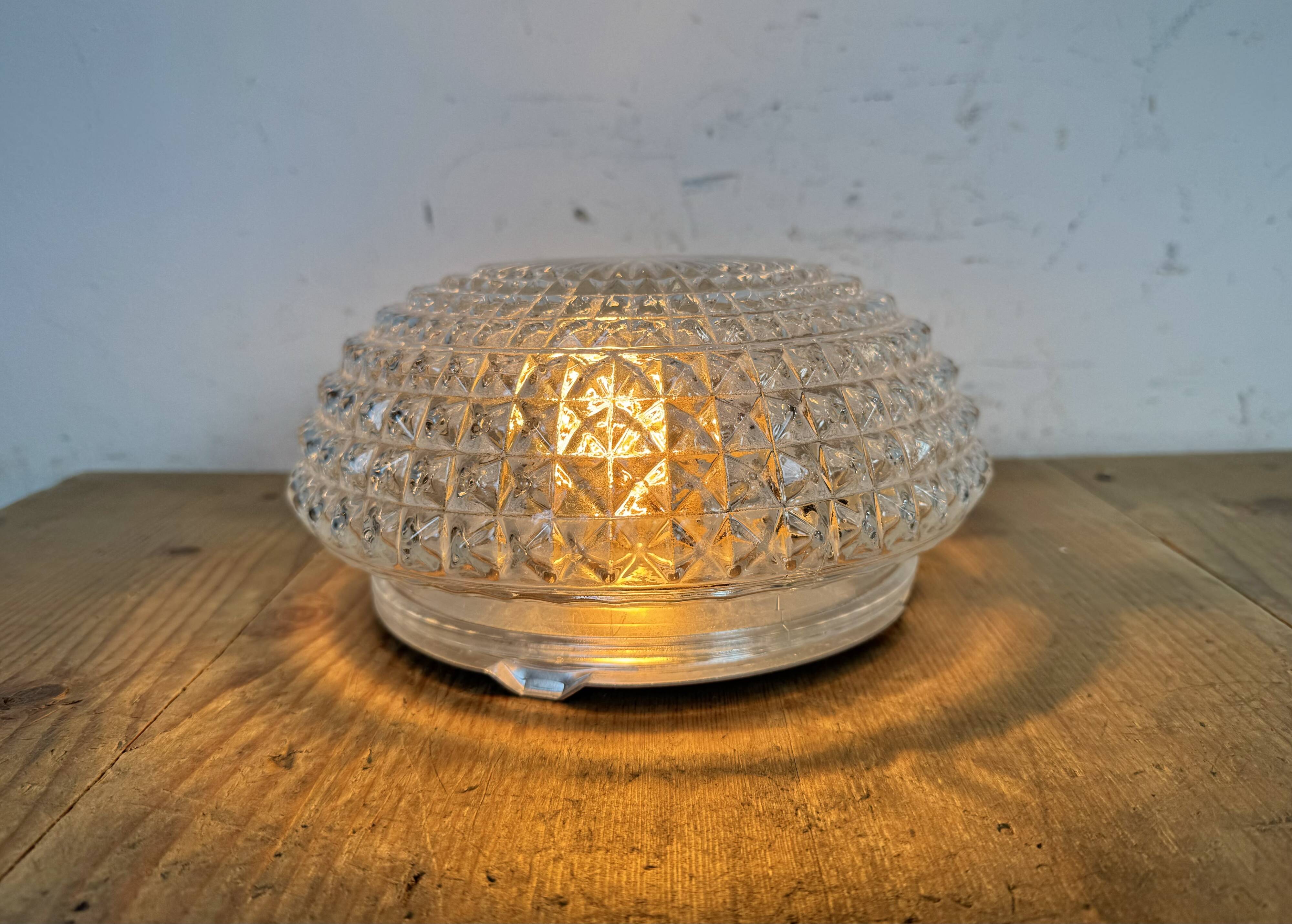 Vintage Glass Wall or Ceiling Light, 1970s