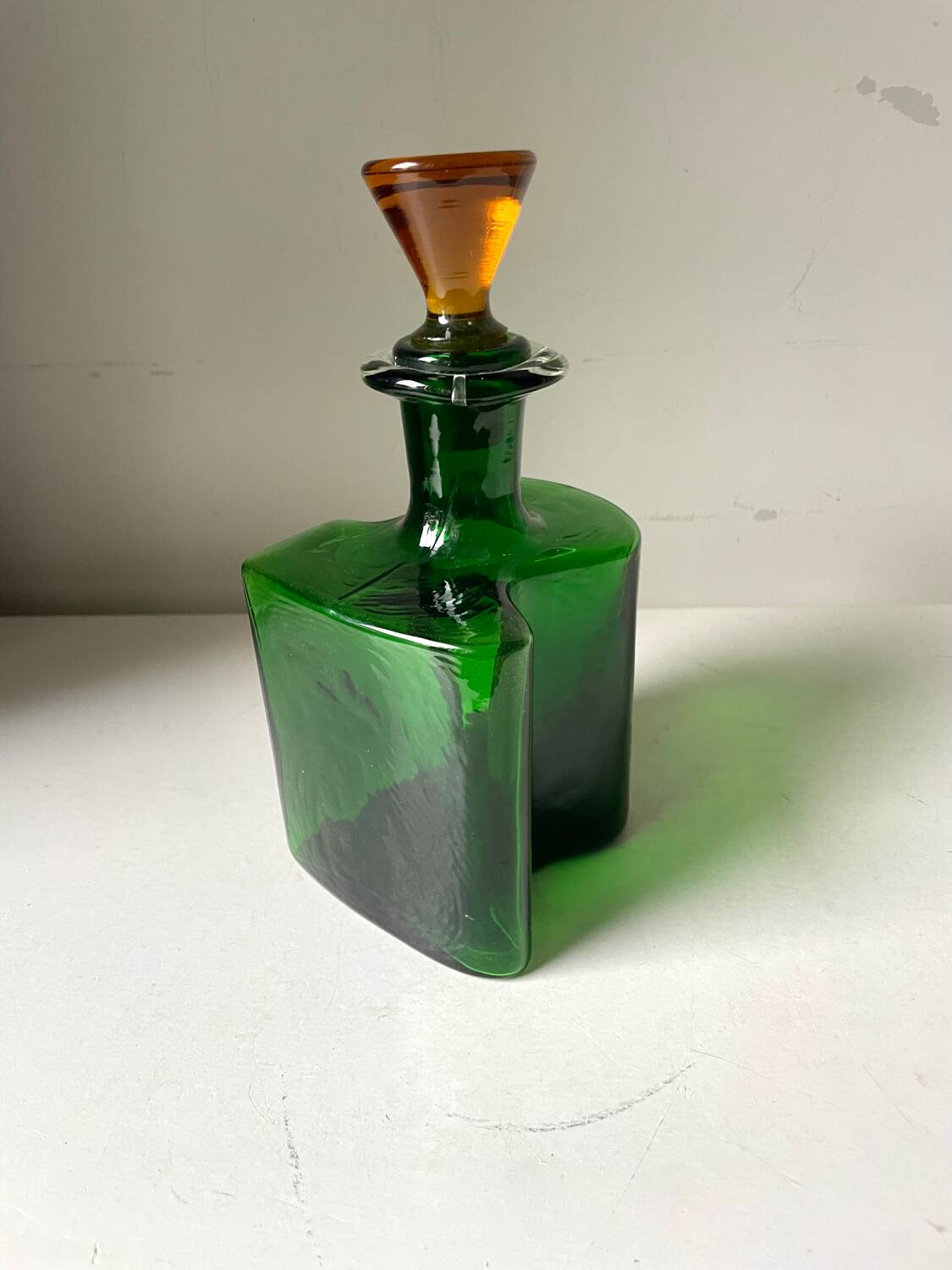 Holmegaard Dark Green Vintage with orange cap Decanter Danish