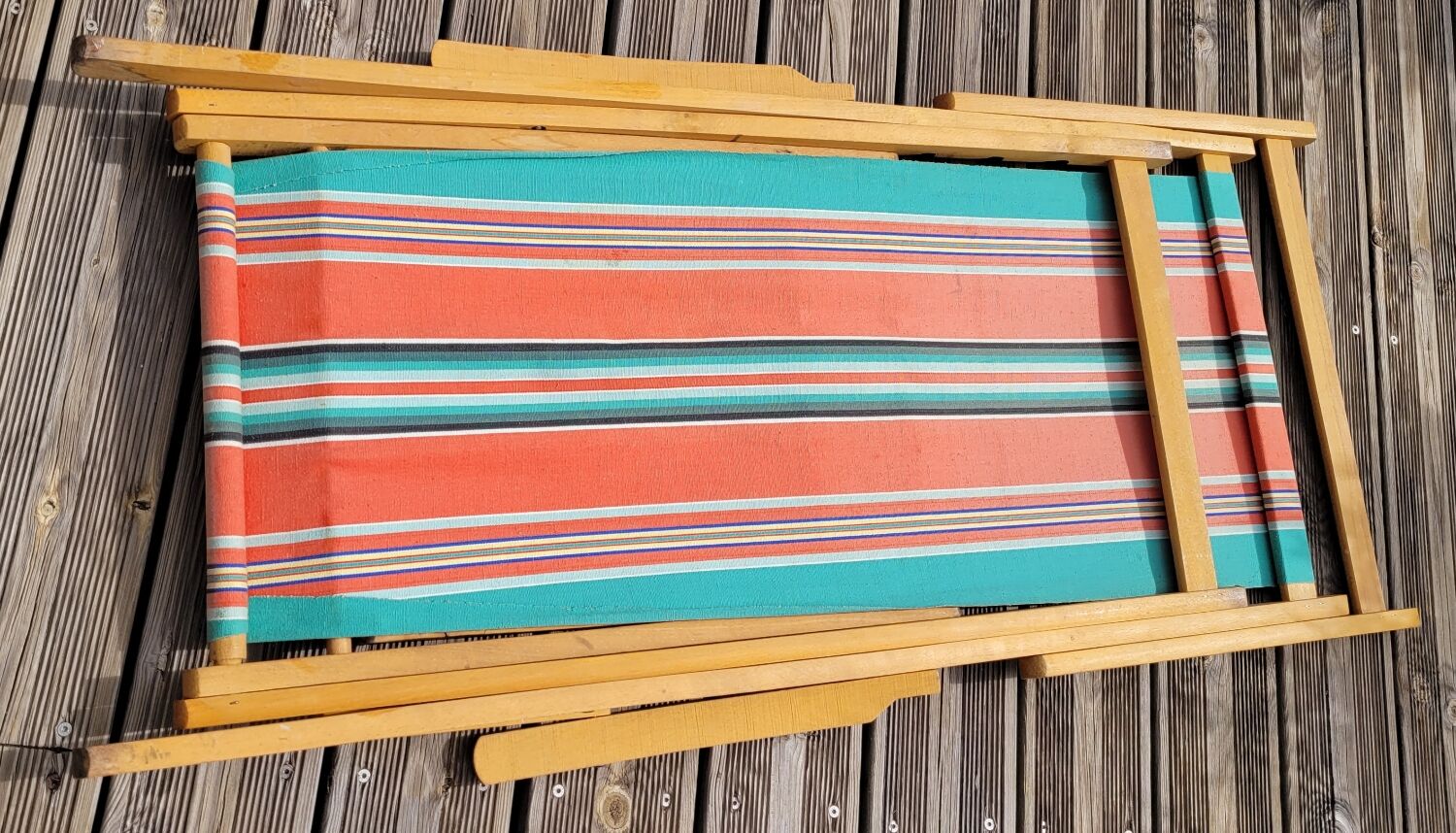 Vintage bayadère canvas chaise longue