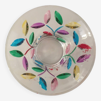 Small glass bowl with colored flowers