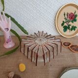 Ceiling lamp / wall lamp in molded glass two-tone square 70s