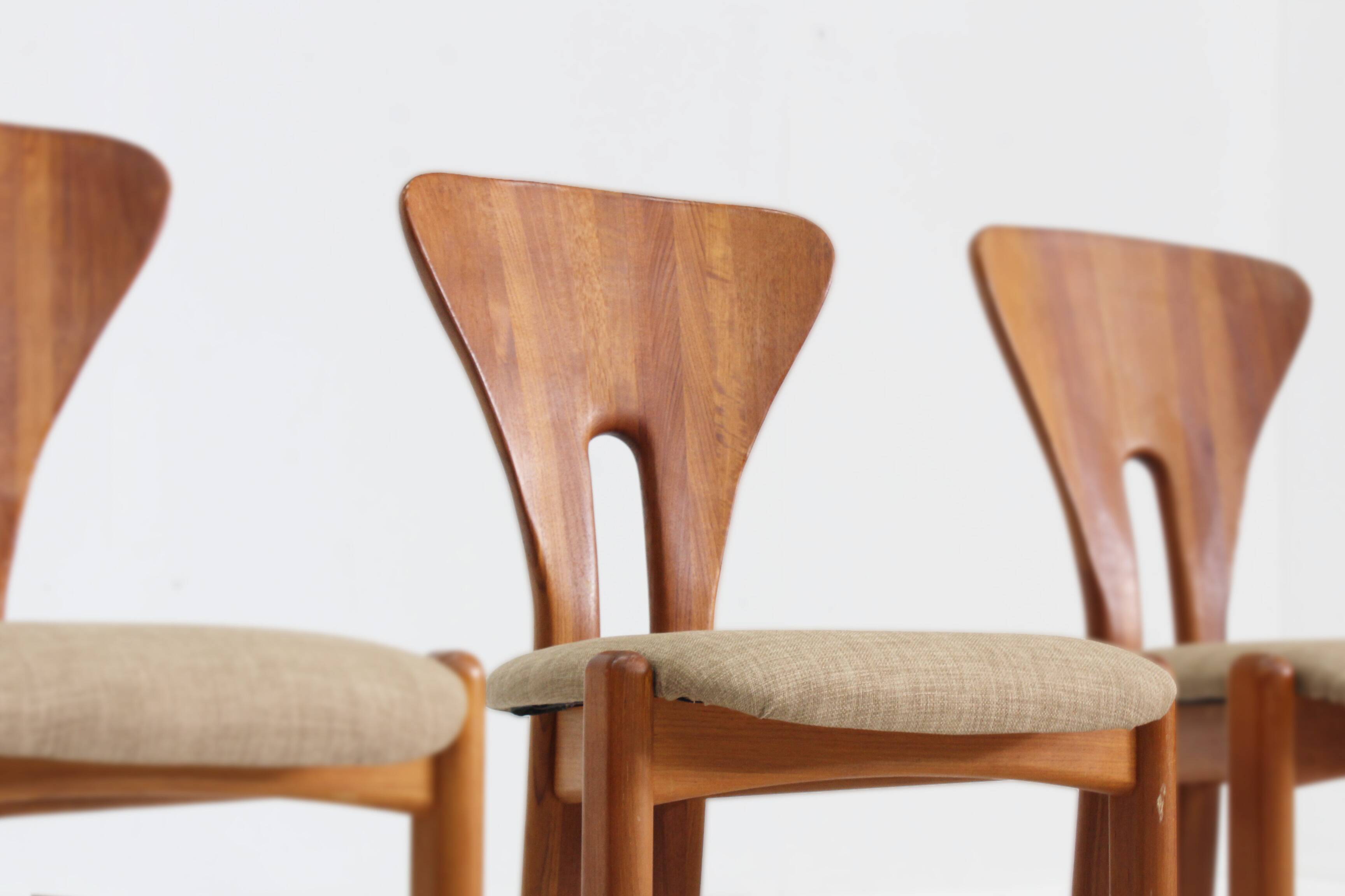 Vintage Danish Mid century teak Dining Chairs solid wood , Set of 4