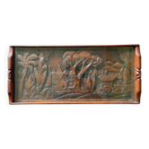 Carved wooden platter. Reunion Island. Dimensions 55 x 25 cm.