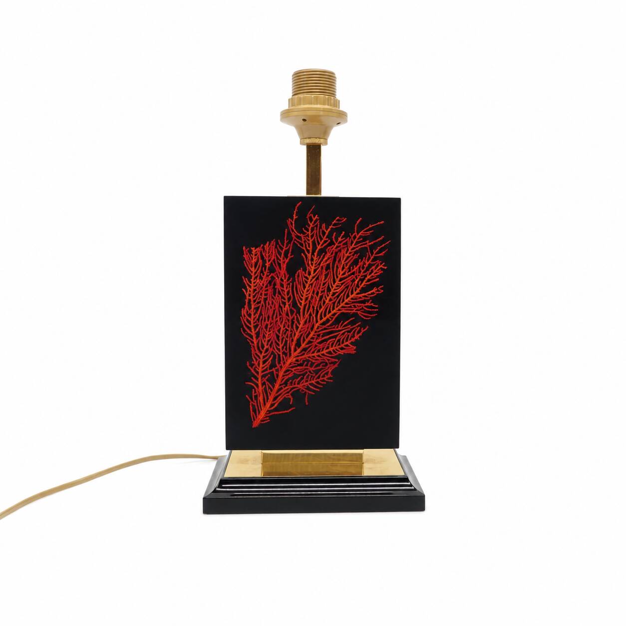 Maison Le Dauphin – “Caraïbes” lamp with gorgonia inclusion 1970-1980