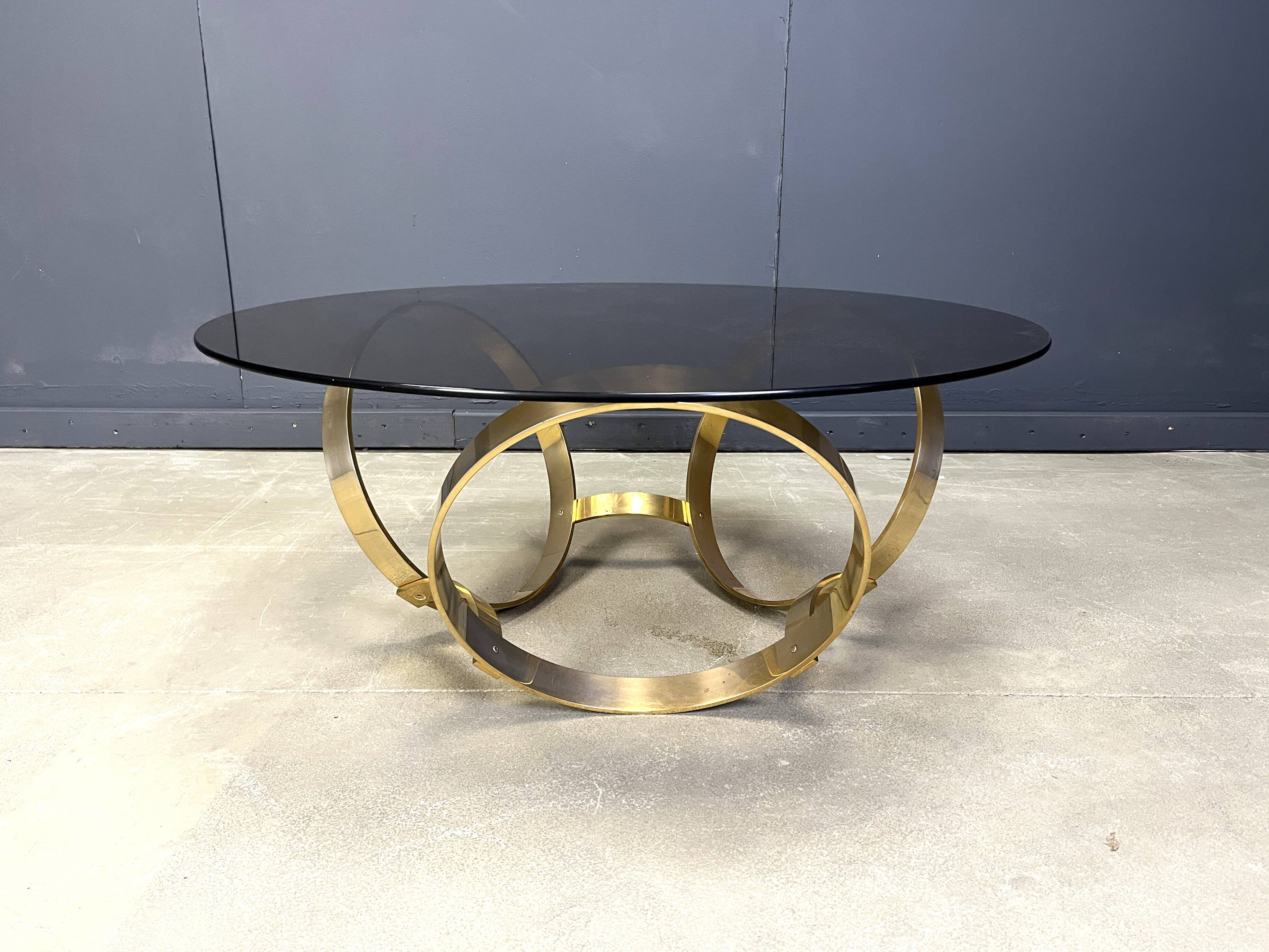 Vintage brass coffee table attributed to Knut Hesterberg, 1970s