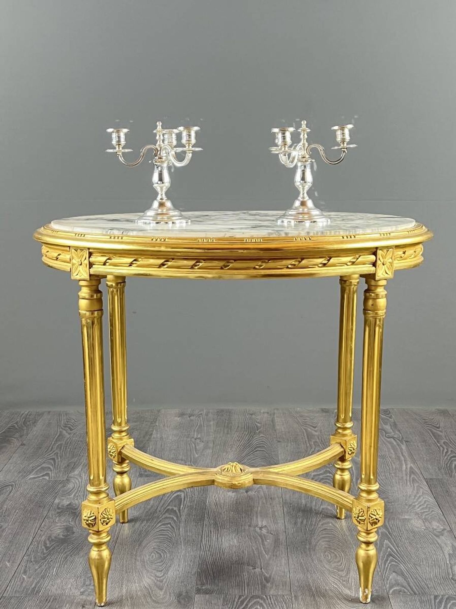Pair of silver-plated candelabra, 20th century