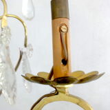 Set of 4 gilt bronze wall lights, crystal papillae