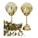 2 round globe amber glass bedside table lamps