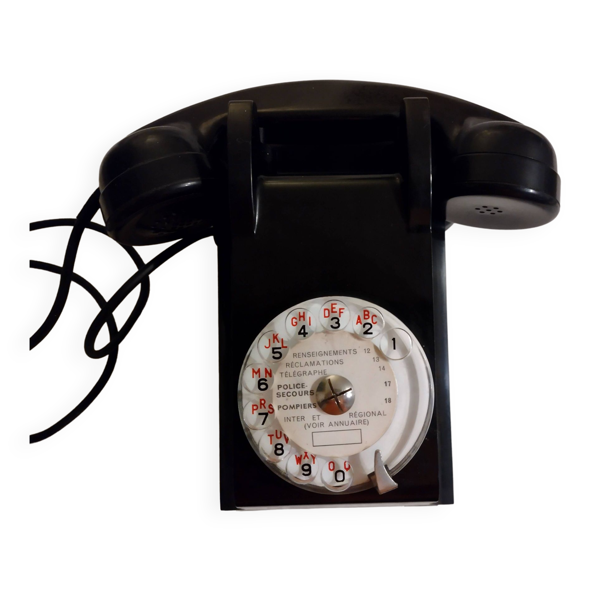Old Vintage Wall Telephone U43 black with ptt dial