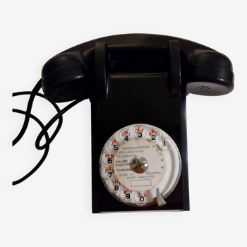 Old Vintage Wall Telephone U43 black with ptt dial