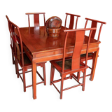 Set of 1 table + 6 antique Chinese chairs.