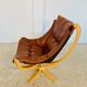 Vintage retro Danish mid-century Skippers cognac leather lounge chair