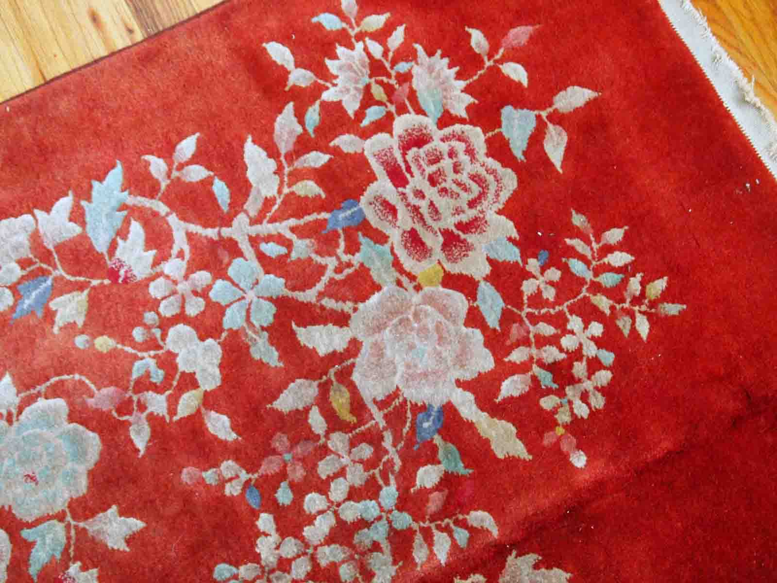 Antique Chinese carpet Art Deco handmade 125cm x 195cm 1920s