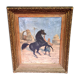 Peinture orientale d’un cheval avec une personne par Alexis de Reus 1908