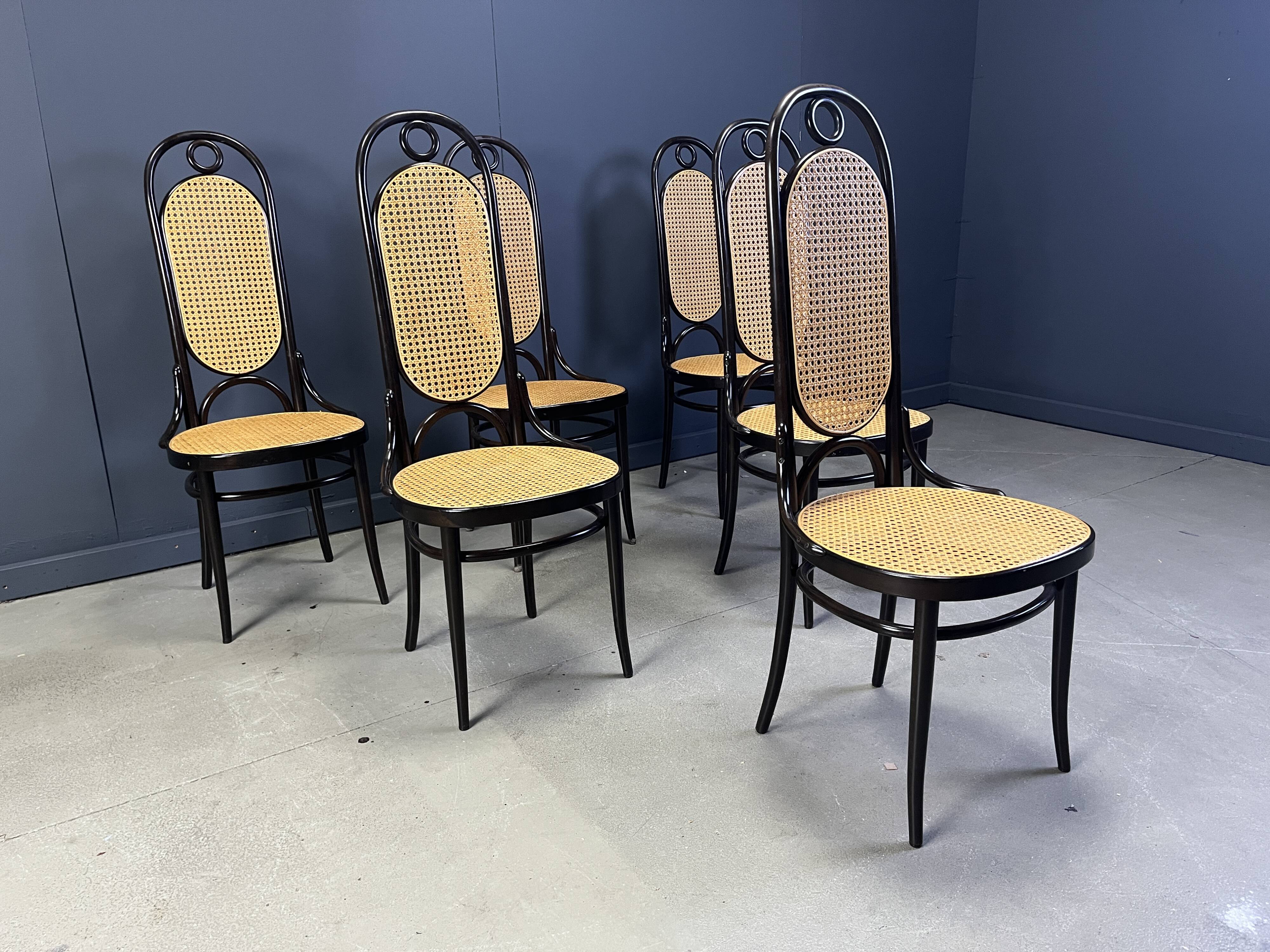 Thonet no. 207 dining chairs 'Long John', set of 6, 1985