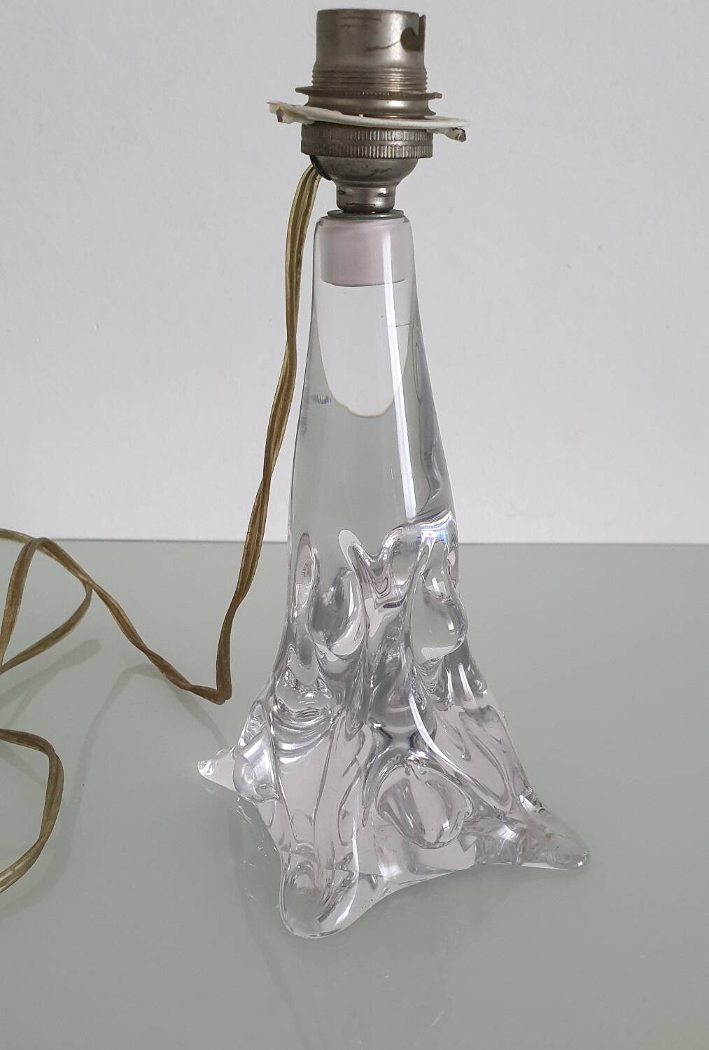 Twisted crystal lamp base - Cristallerie de Lorraine
