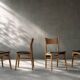 Ensemble de 4 chaises de salle à manger vintage mi-siècle danoise modernes en hêtre et teck.