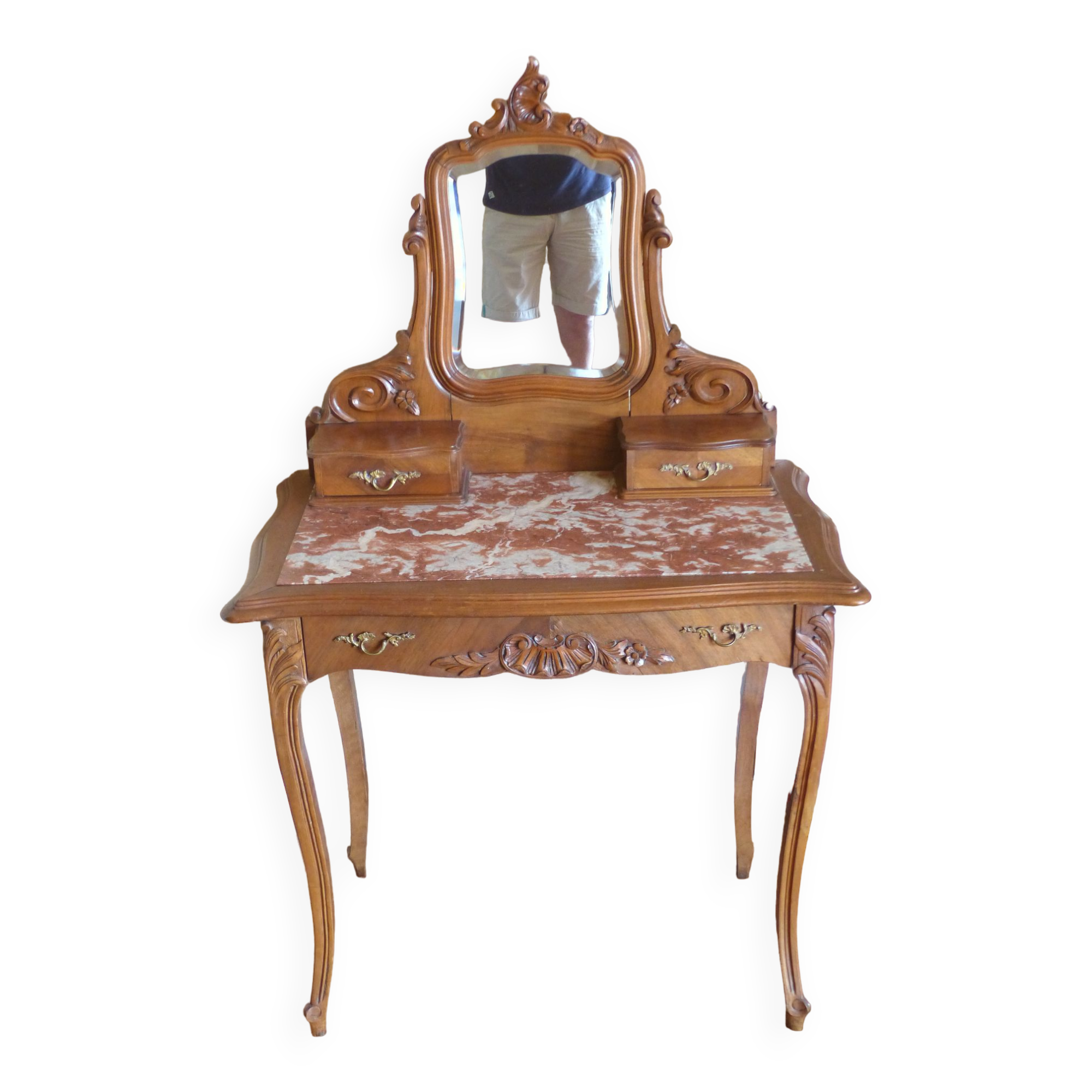 WALNUT DRESSING TABLE SCULPTS STYLE LOUIS XV ROCAILLE 1900