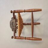 Dutch triangular turned wood corner chair rush seat knitting armchair