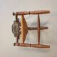 Dutch triangular turned wood corner chair rush seat knitting armchair