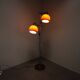 Vintage Hungarian adjustable floor lamp with two orange globe shades, circa 1970.