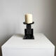 Vintage brutalist heavy wrought iron candle holder sculpture