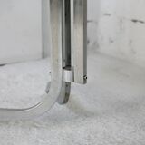 Table chrome steel smoked glass slab. France, circa 1970