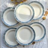 6 assiettes creuses terre de fer bleu longchamp modèle « rené »
