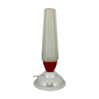 Lampe tulipe à poser années 50 rouge et blanc