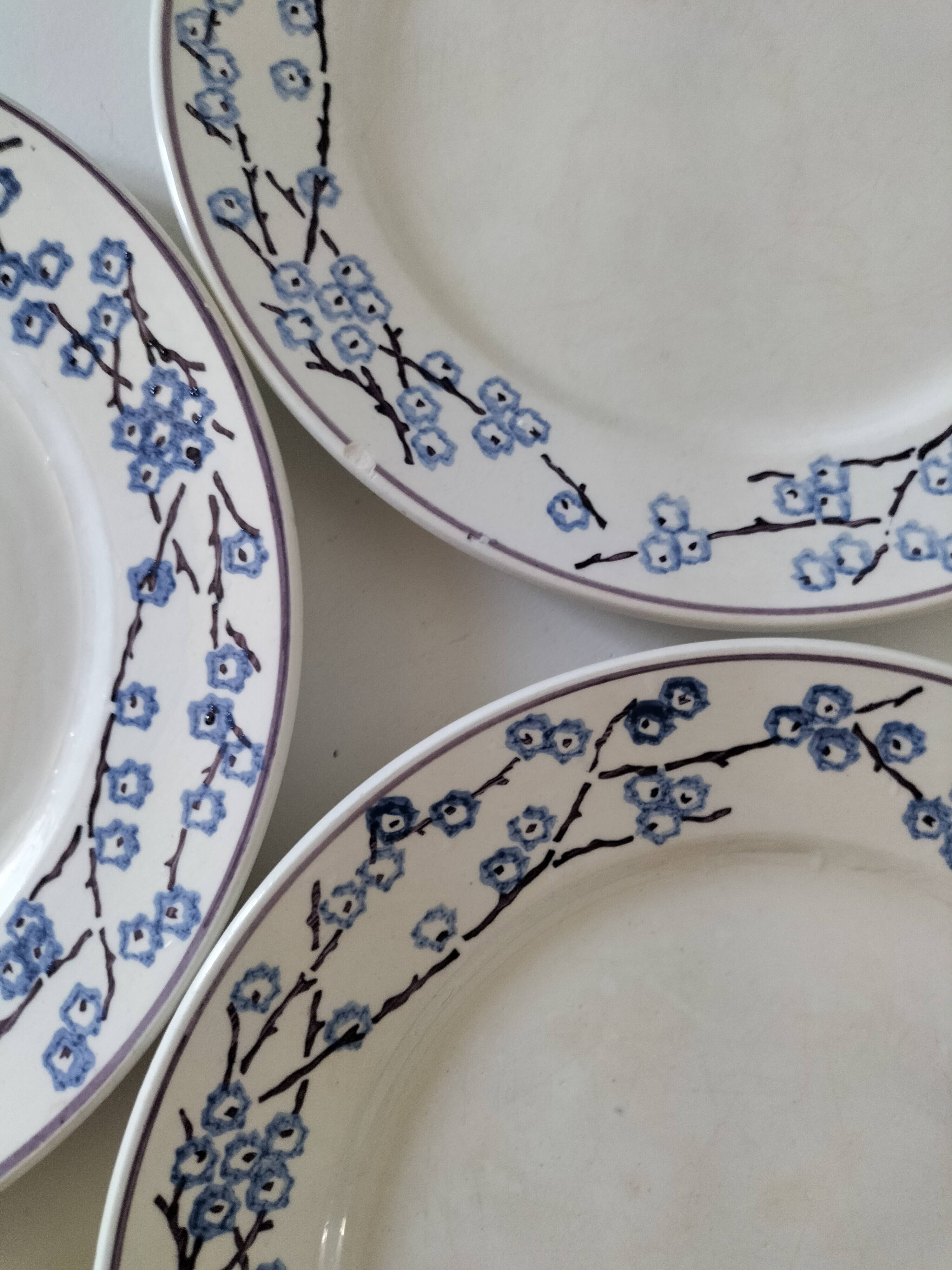 3 assiettes plates Digoin Sarreguemines modèle Pêcher