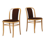 Suite de 2 chaises en bois courbé et velours marron par TON