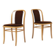 Suite de 2 chaises en bois courbé et velours marron par TON