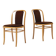 Suite de 2 chaises en bois courbé et velours marron par TON