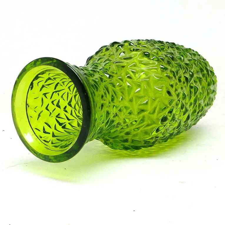 Postmodernist vase, green pressed glass, HSG Prądniczanka, Poland, 1970s