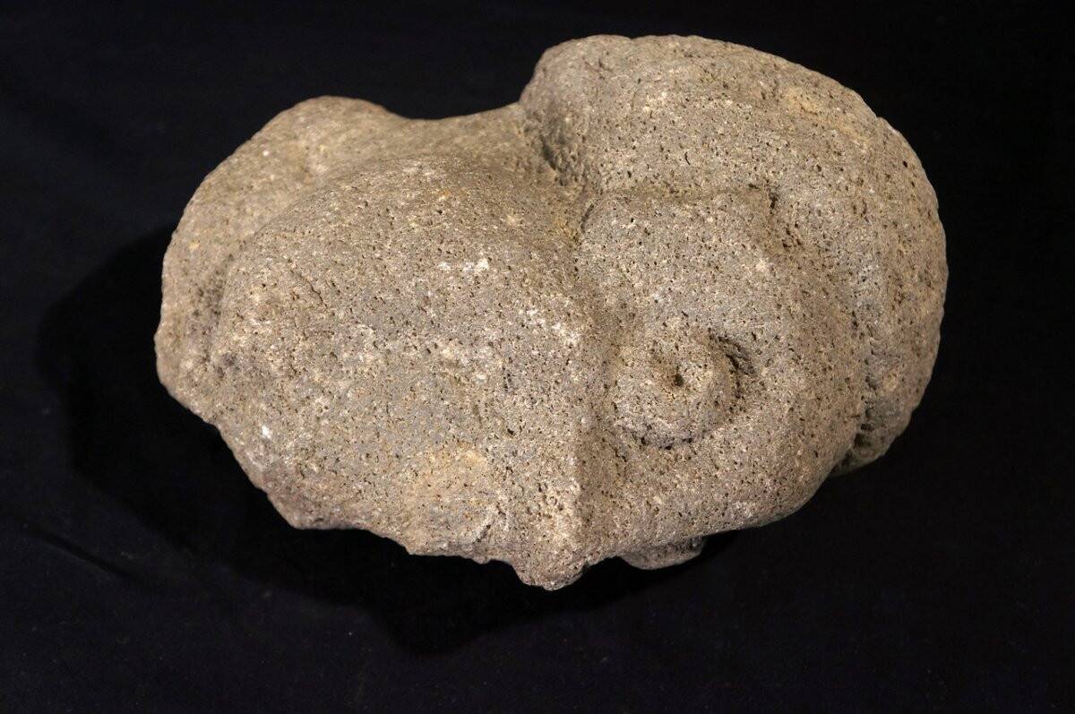 Head carved in volcanic stone from the early Christian period