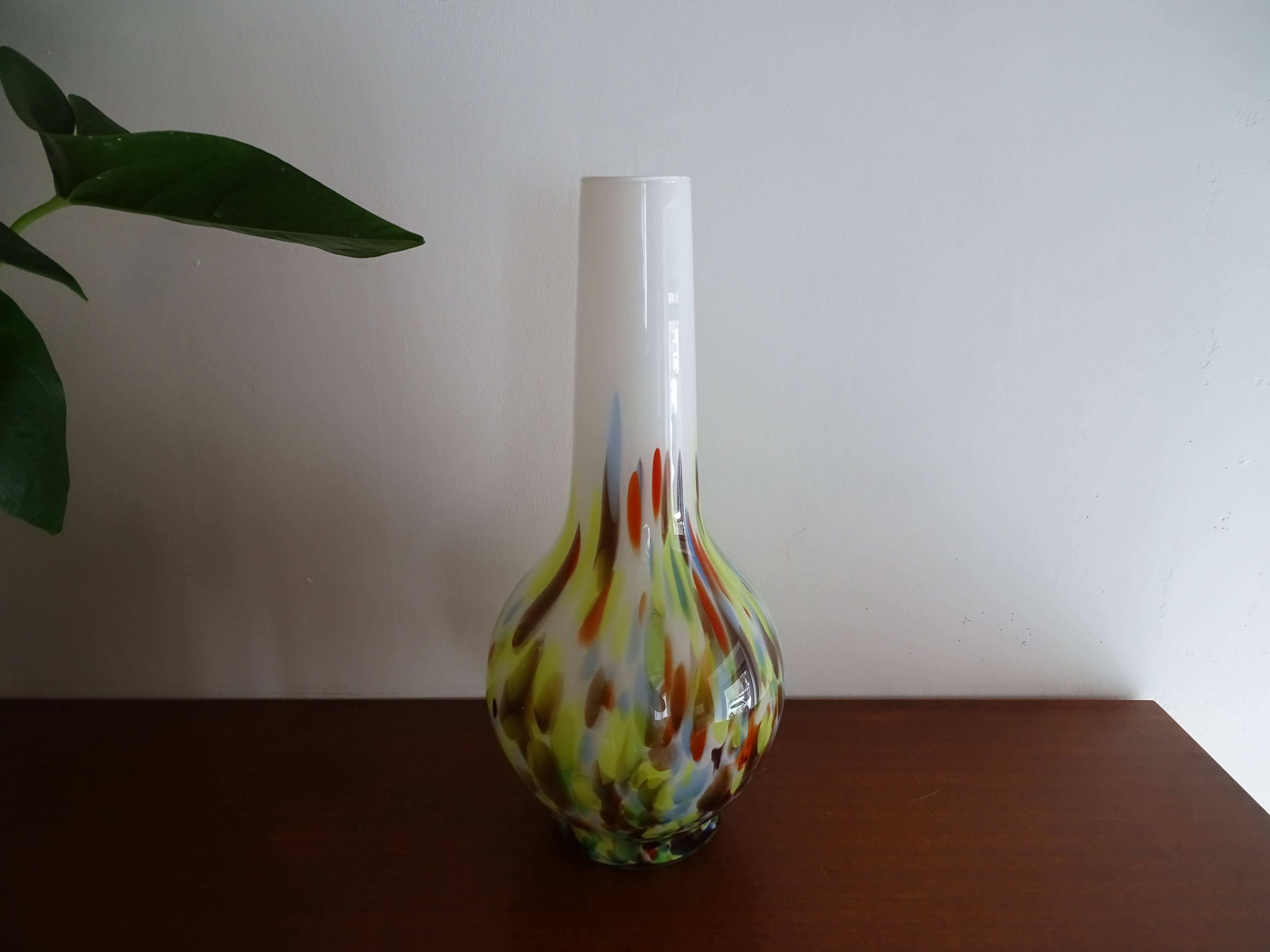 Large Murano vase in multi-colored blown glass - 38.5 cm!