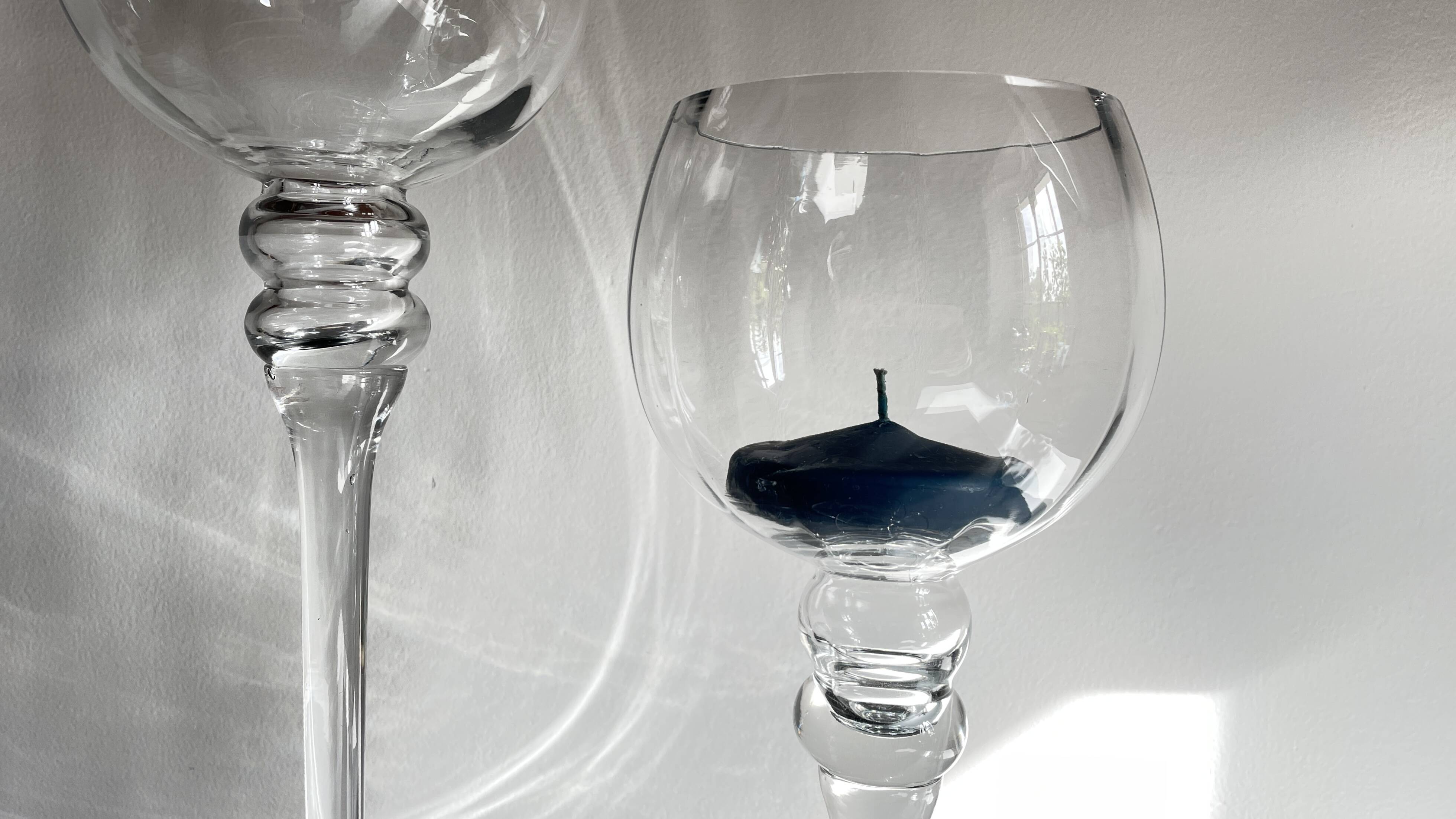 Duo of xl tealight holders in vintage crystal