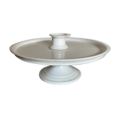 Assiette montée d'office mi-19e plat présentoir sur pied en faïence blanche