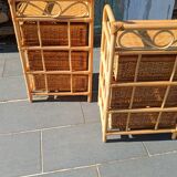 Pair of 1970s rattan bedside tables