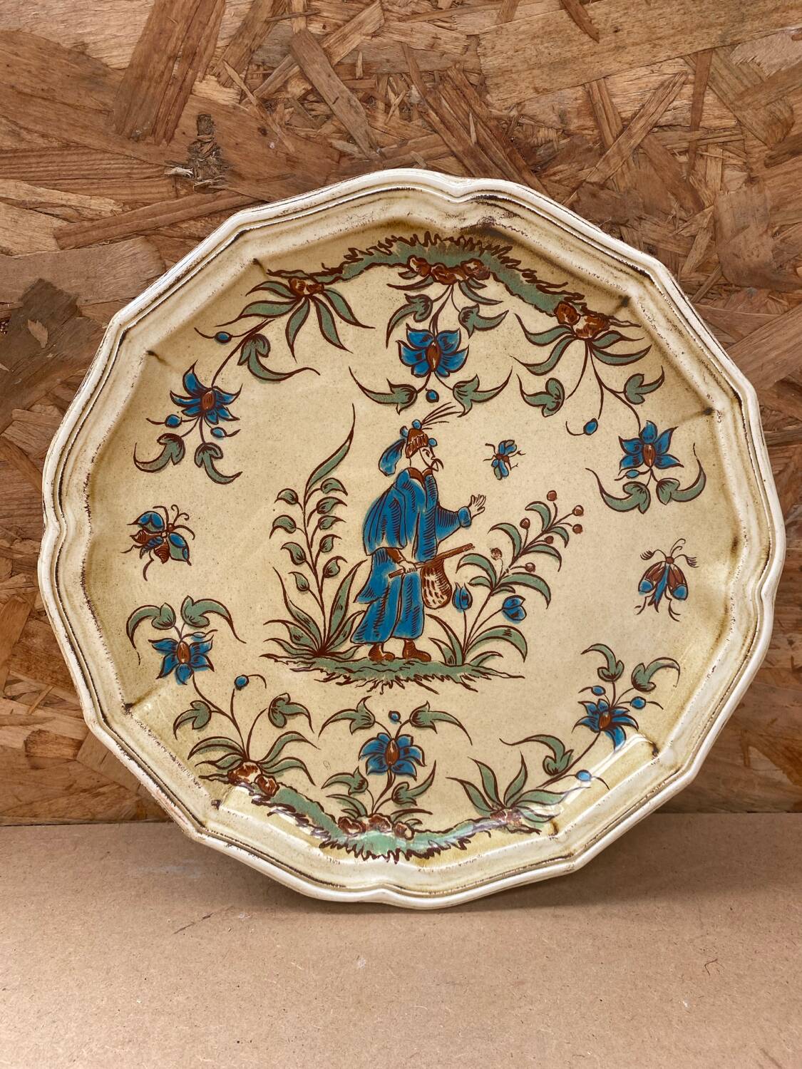 Old Plate MOUSTIERS Salins Ceramic Decor Old Vintage #B196
