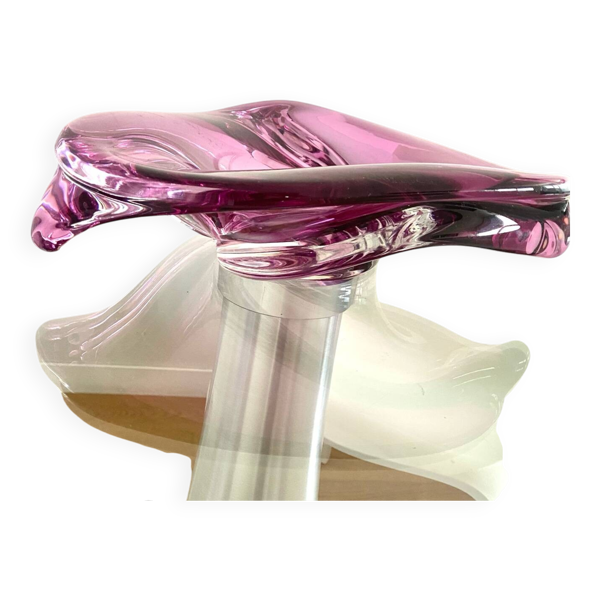Val Saint Lambert Grand Plat Cristal Violet Murano objet Vase Moderne  Anci
